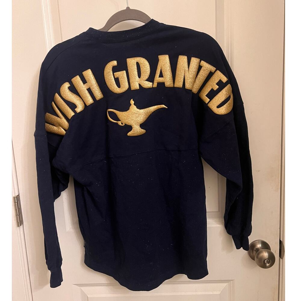 Disney Glittering Aladdin the Broadway Hit Musical Comedy Spirit Jersey XS Navy